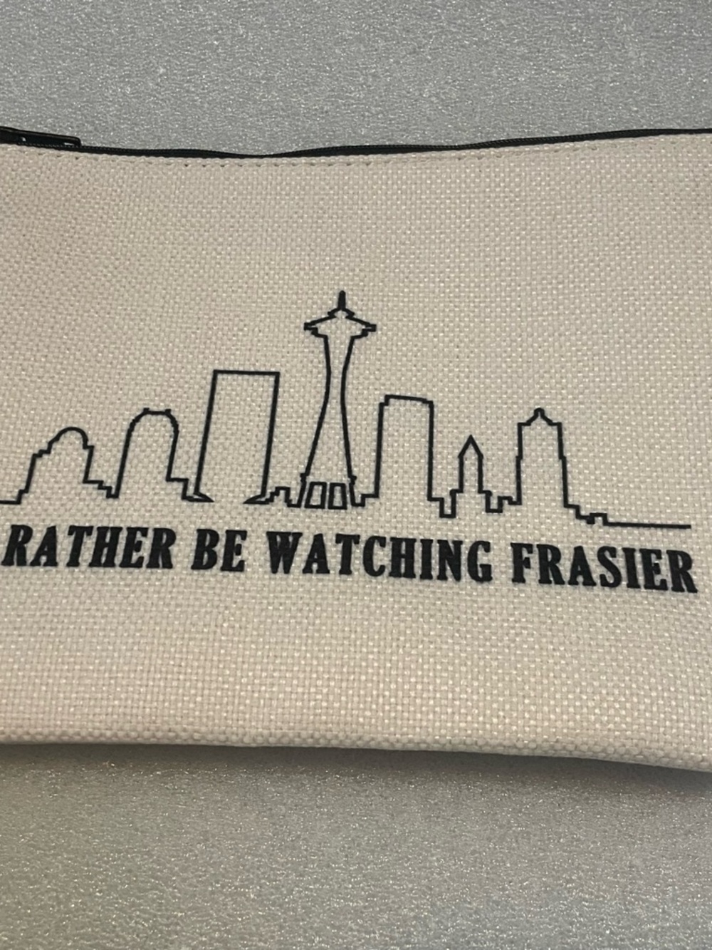 Canvas Pouch "Rather Be Watching Frasier" - Black on Cream ⭐️2 for 13⭐️